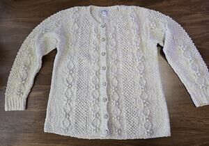 Deidre McGuire Hand Knitted Bubble Knit Fisherman Cardigan Capsule Lagenlook